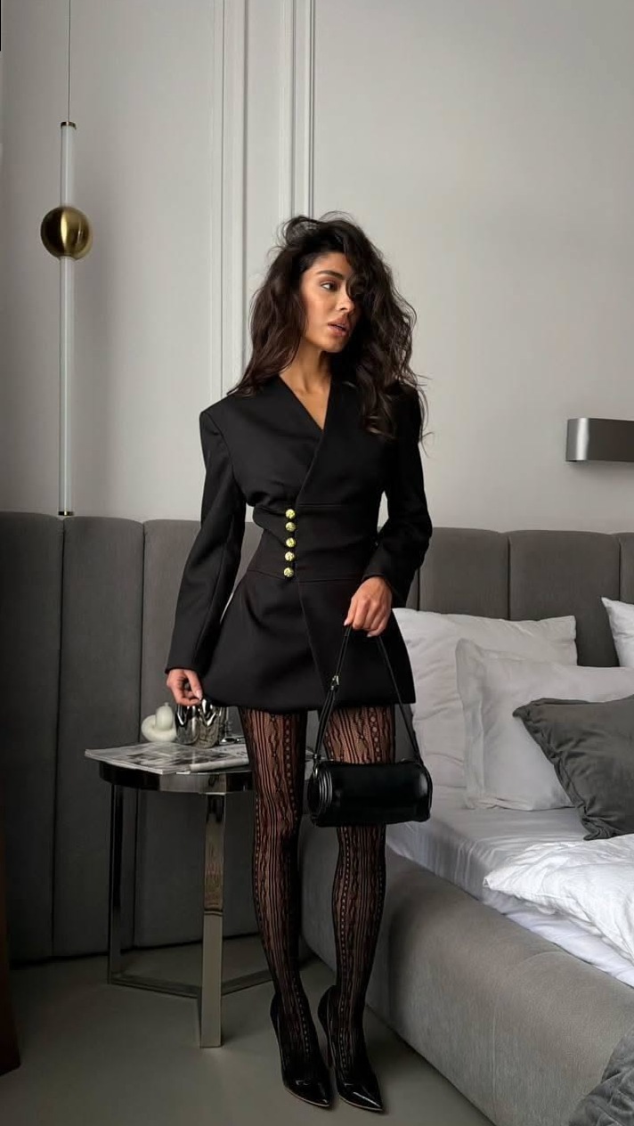 Neon Noir Tuxedo Gown | Glitch Glam Partywear | Art Deco Silhouette | 🌺 🌻 night  921