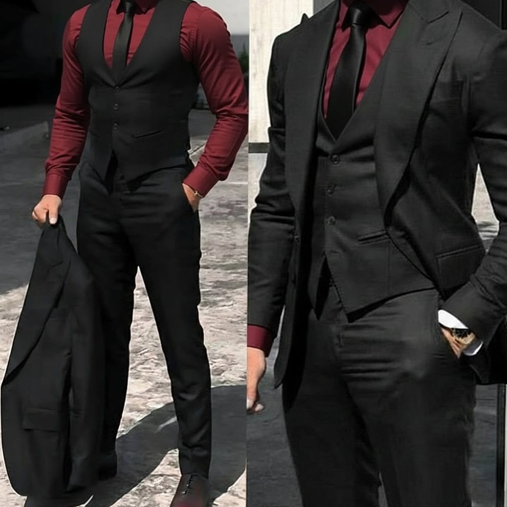 Neon Noir: Vintage Red & Black Suit Elegance • 🔵 🎆 806