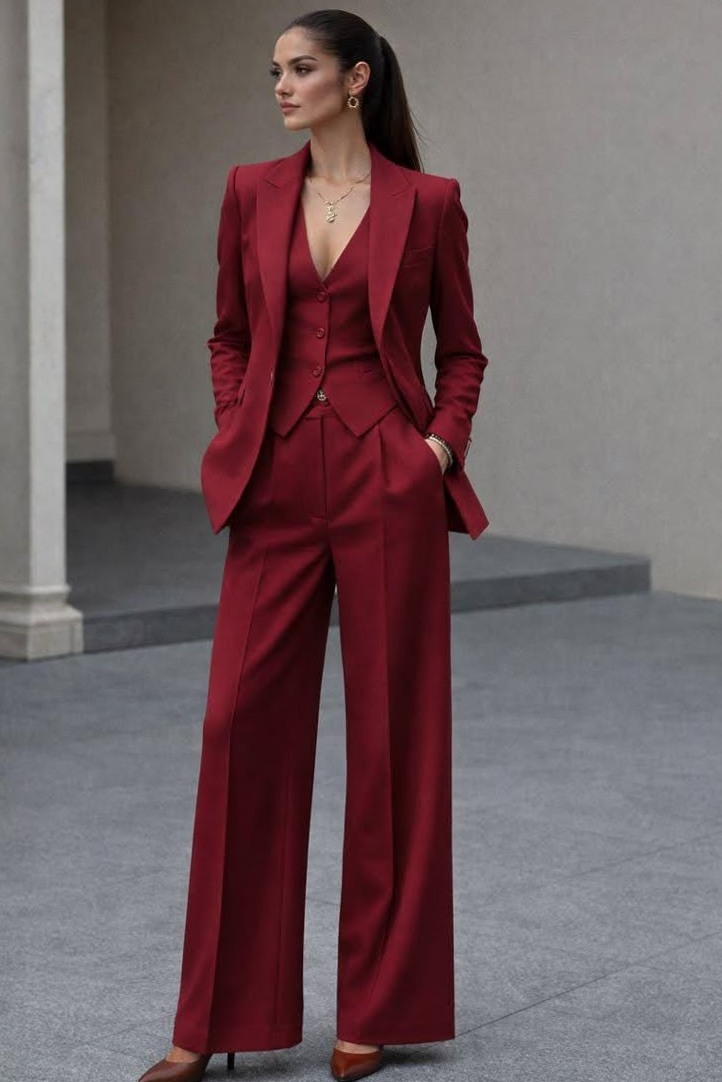 ✨ Neon Ruby 3-Piece Suit Collection for Glam Events & Timeless Elegance | night  978