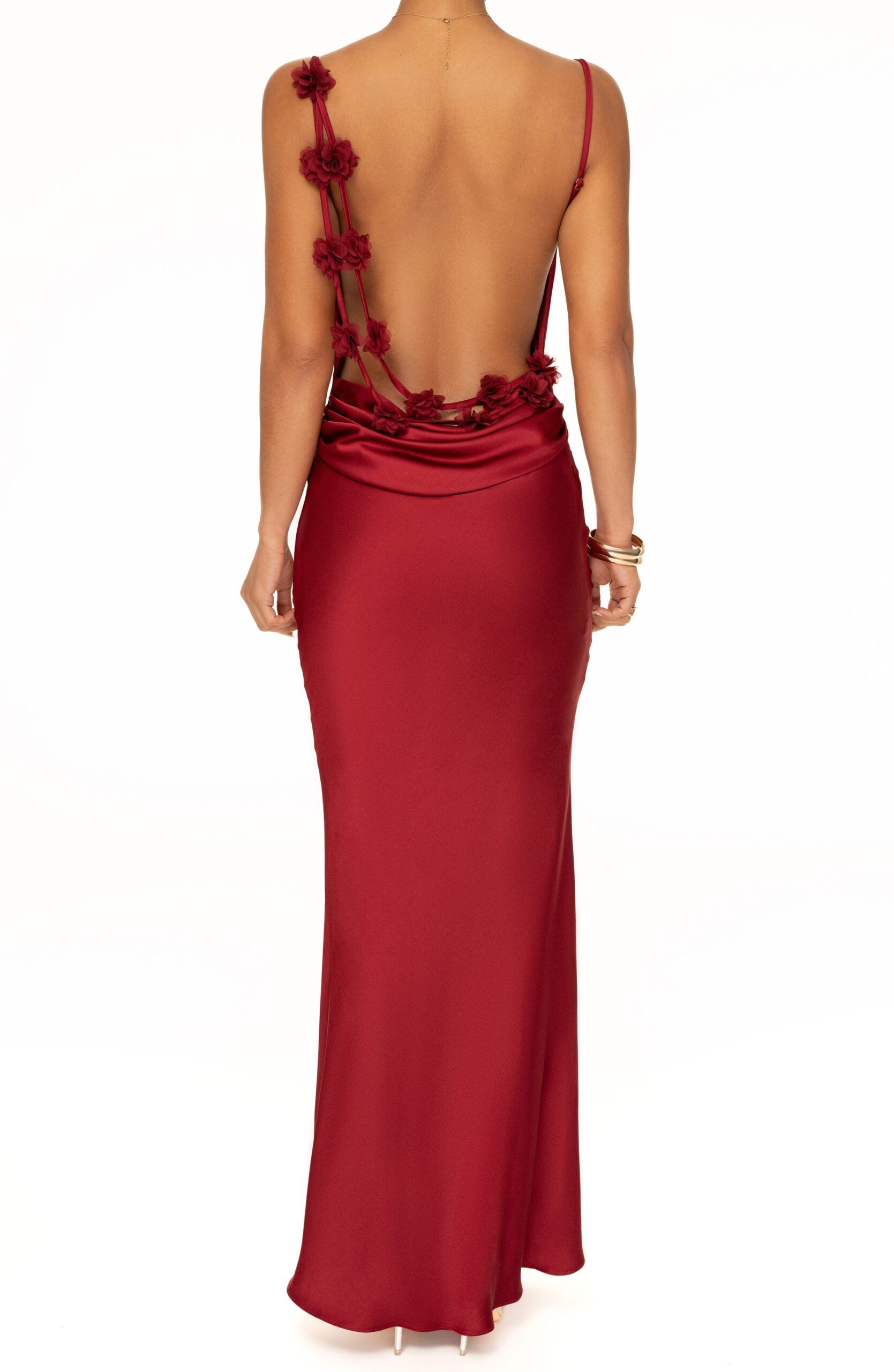 🎞️ Neon Satin Elegance: Retro Red Gown for Midnight Soirées | style study sessio 601