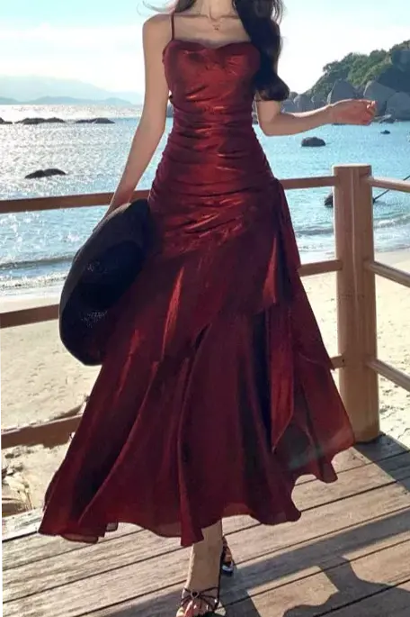 ⊹ Neon Satin Ruffle Dress with Vintage Glamour ⊹ 🎯 📍 250