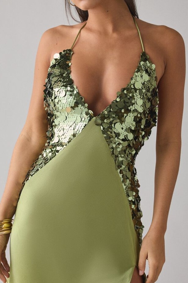 ⊹ Neon Sequin Halter Maxi with Satin Sheen ⊹ 🍂 🌵 868