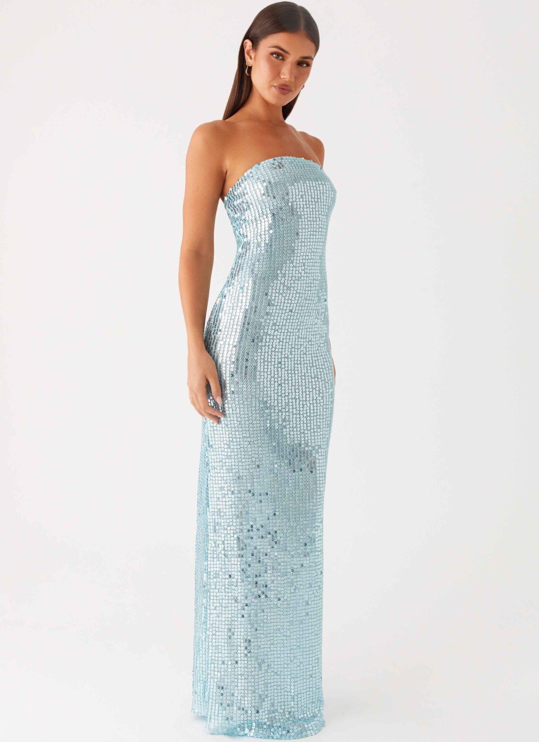 Neon Sequin Maxi Dress in Turquoise Glow | 👒 graphic design goals 246