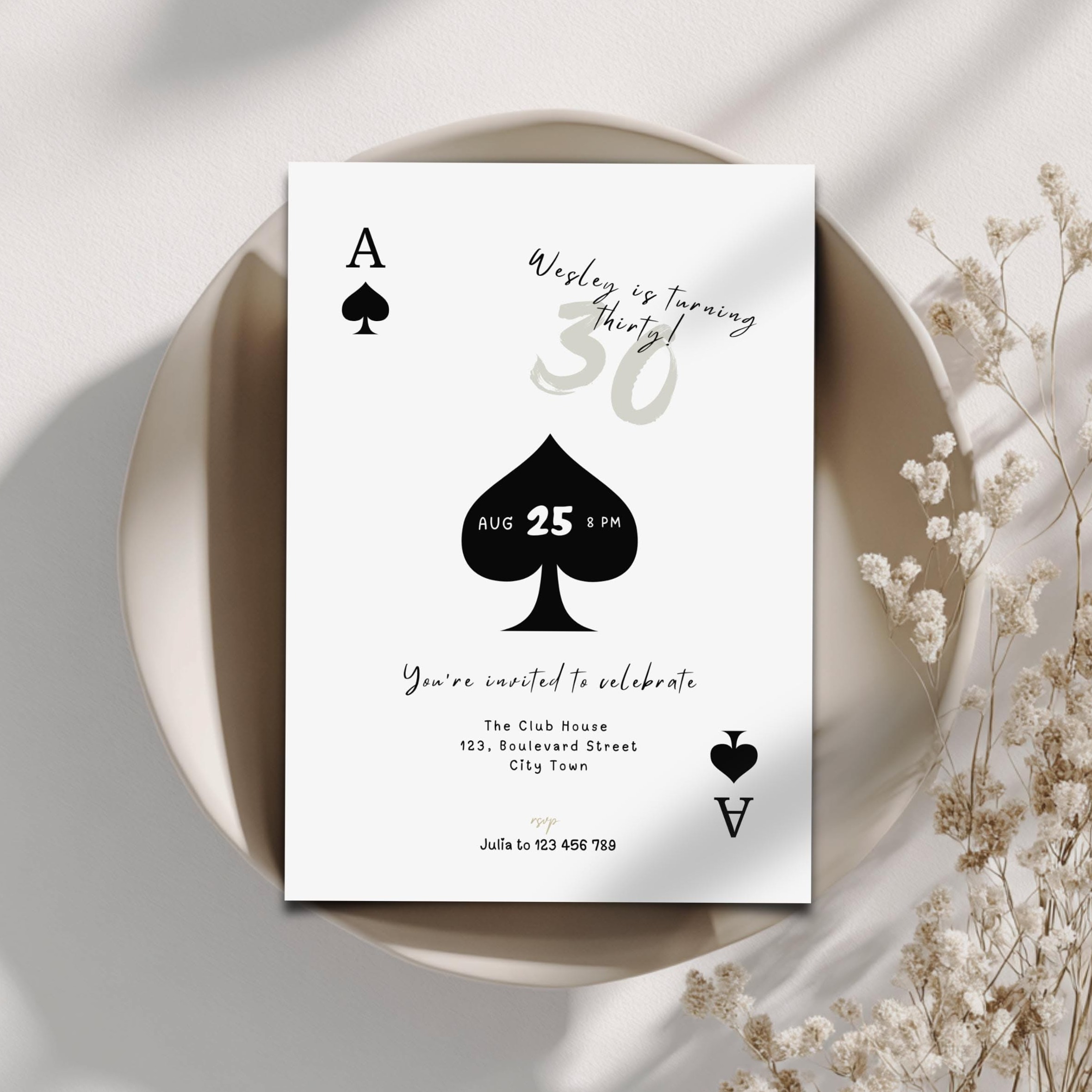 ⊹ Neon Spade Vanity Card Birthday Invite Digital Print ⊹ 🌟 657