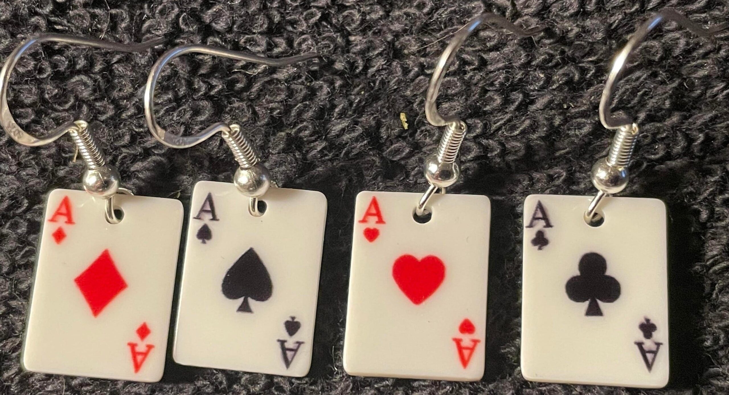 🌍 ⟡ Neon Suits Earrings Vintage Poker Night Glow Four Styles Shipped in Mystery 921