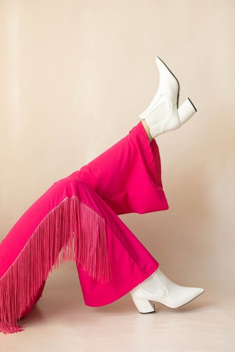 Neon-Trimmed Bell Bottoms with Vintage Fringe for Bold Western Style • 🌸 🌲 🌼 689