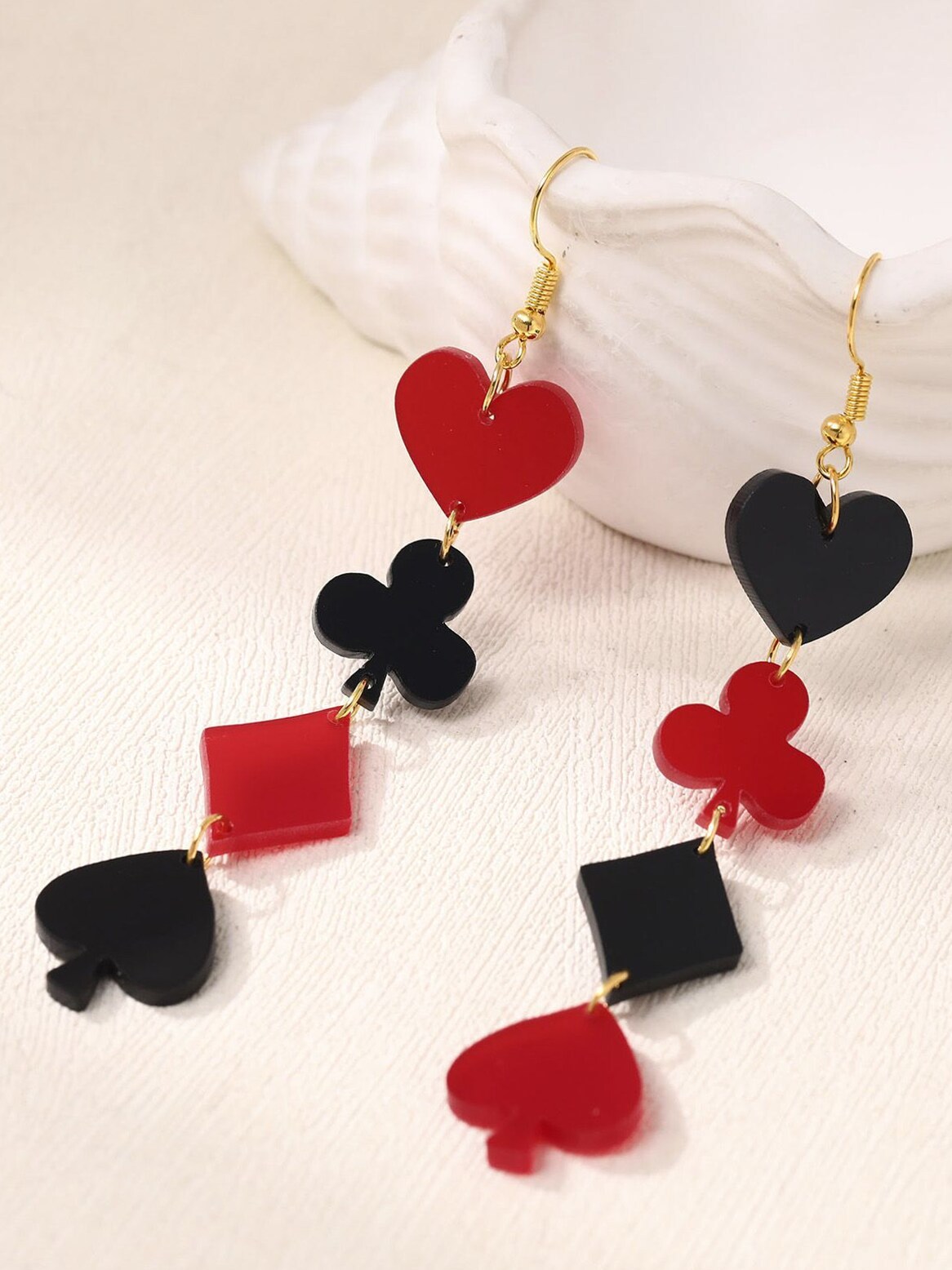 Neon Velvet Heart Earrings — Red & Black Game Art • 🎭 🕰️ 671