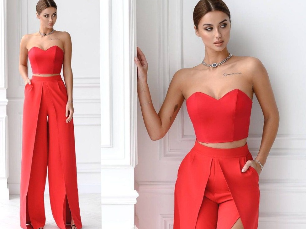 🚗 Neon Velvet Hues: Rojo Formal Palazzo Pantalones Altos — Etsy España | design  143