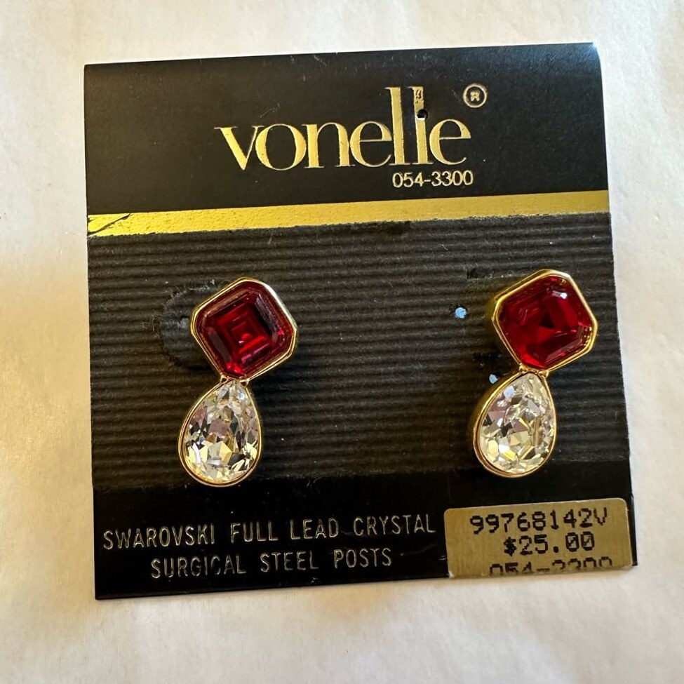 Neon Velvet Studs in Crimson & Ivory 🗺️ 🏖️ 🗺️ 253