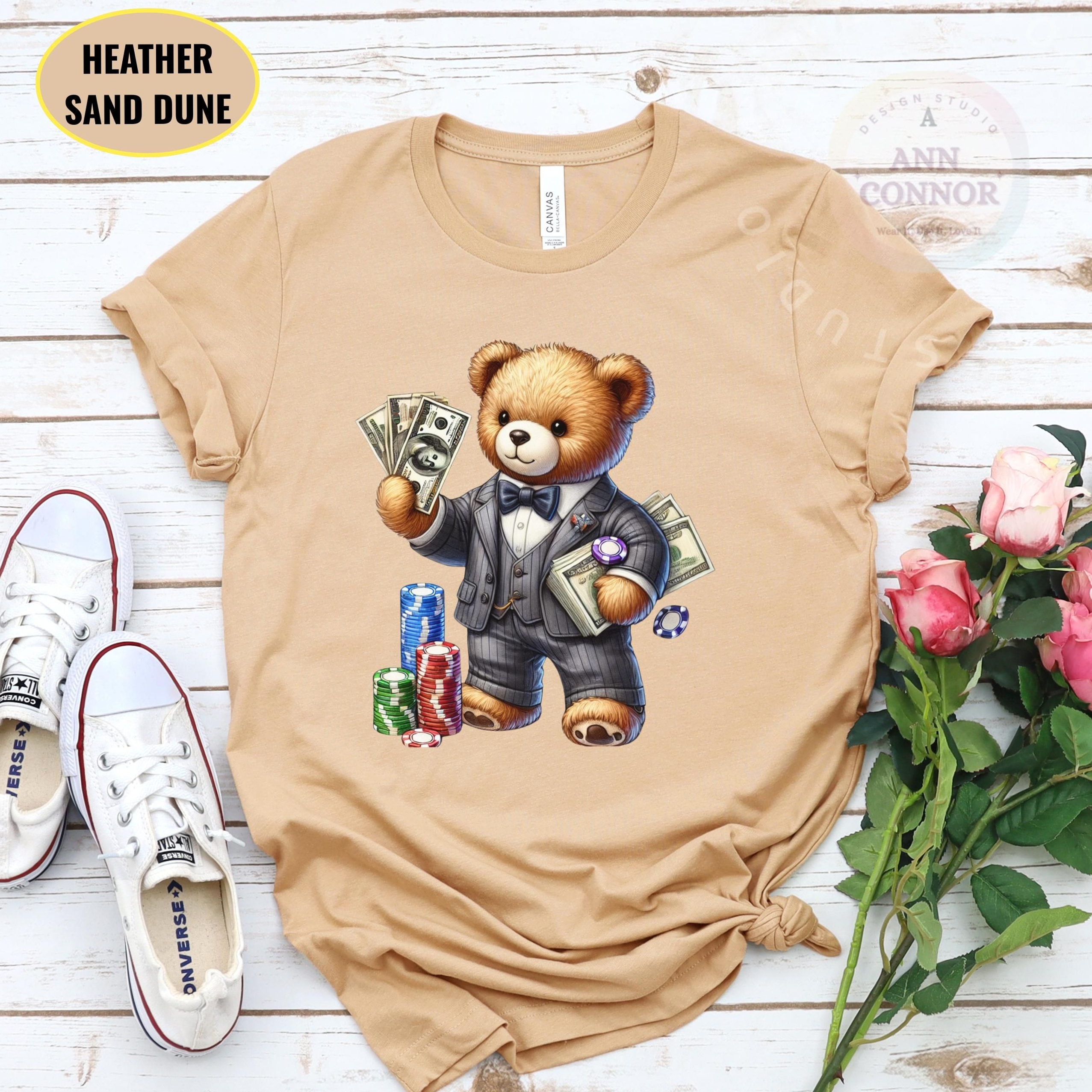 Neon Velvet Teddy Poker Tee | Vintage Glam Gamewear | Elegant High Roller Shirt  521