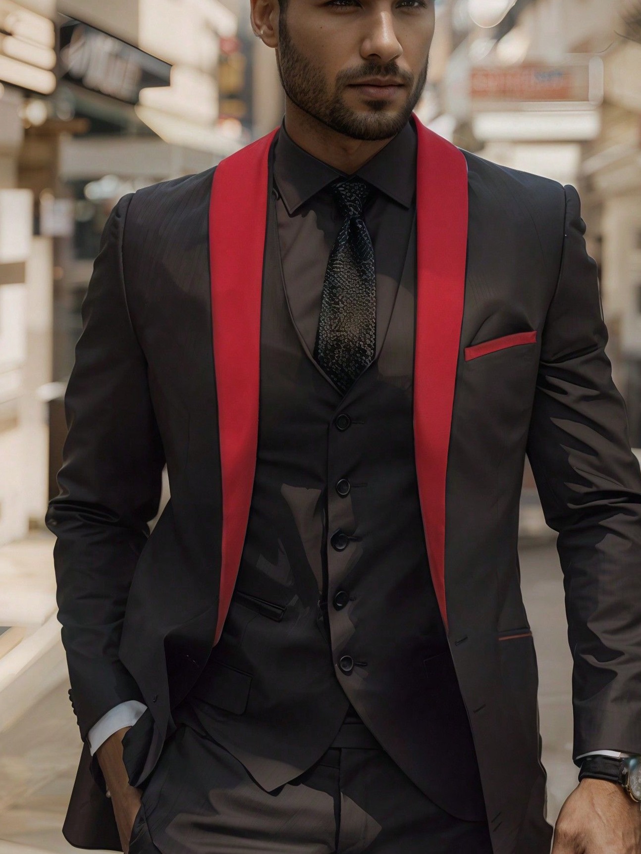 🎯 📍 | Neon Vintage Color-Block Suit Set with Shawl Collar and Long Sleeve Busine 843