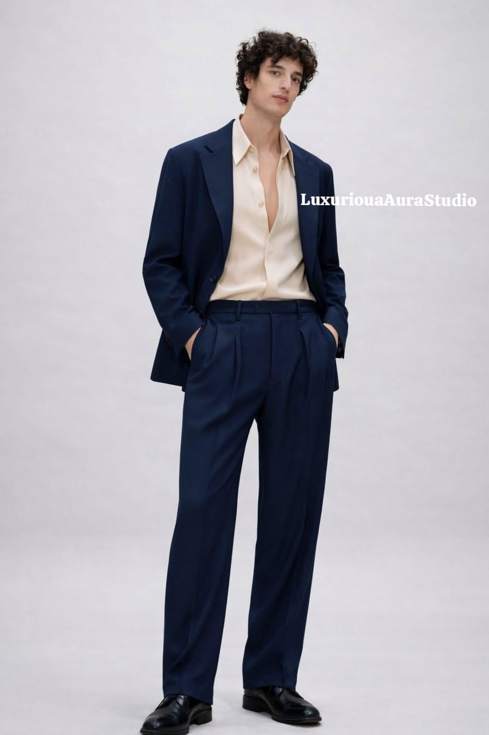 Neon-Vintage Relax Fit Navy Suit Set for Bold Style Statements • 🕯️ 332