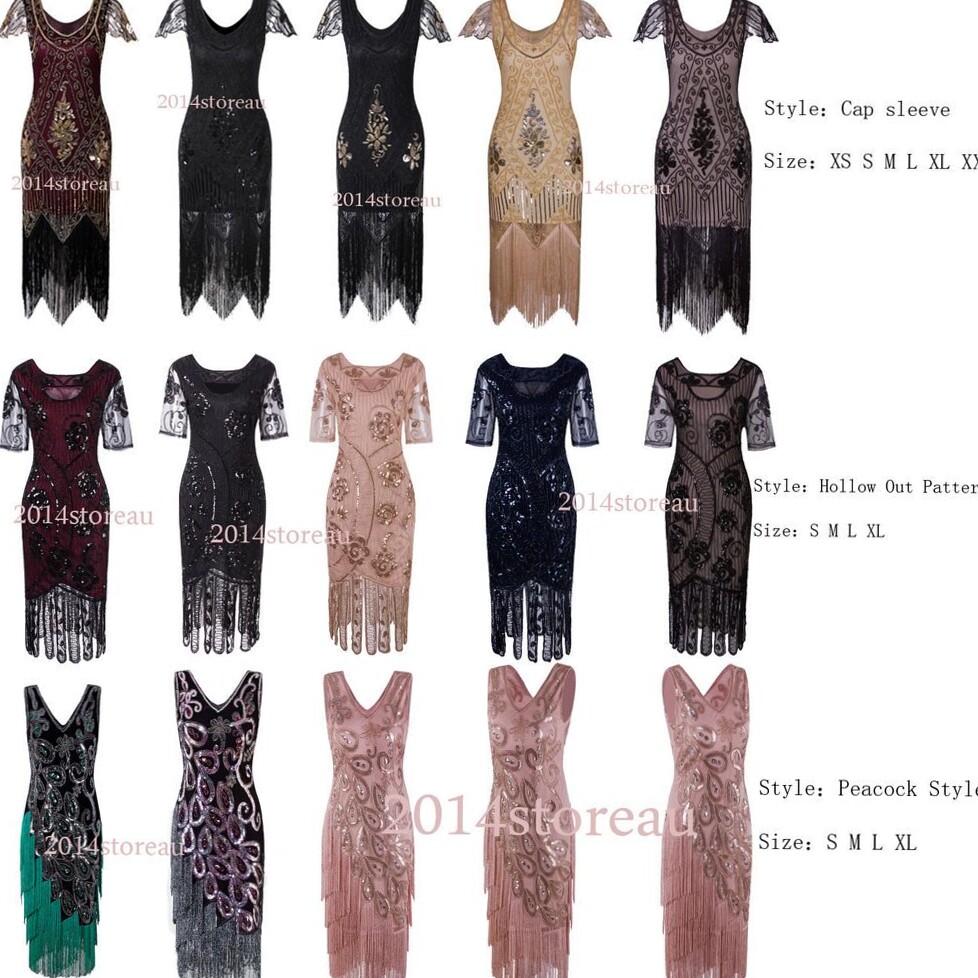nostalgic vibes only ✧ Gilded Glamour: 1920s-Inspired Tassel Cocktail Gowns for  537