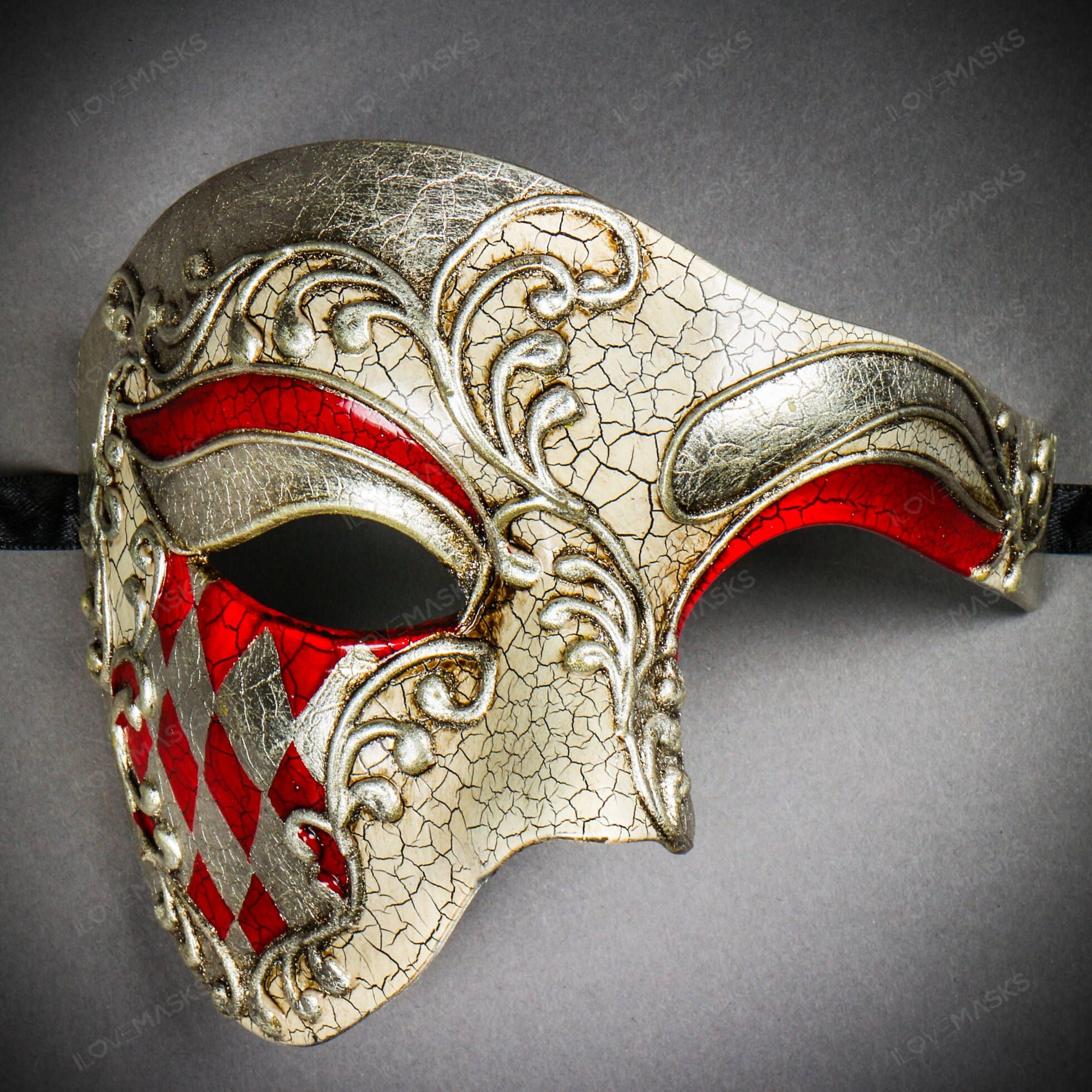 Phantom Elegance Venetian Mask Silver Red Neon White Os — 🕯️ 🤍 303