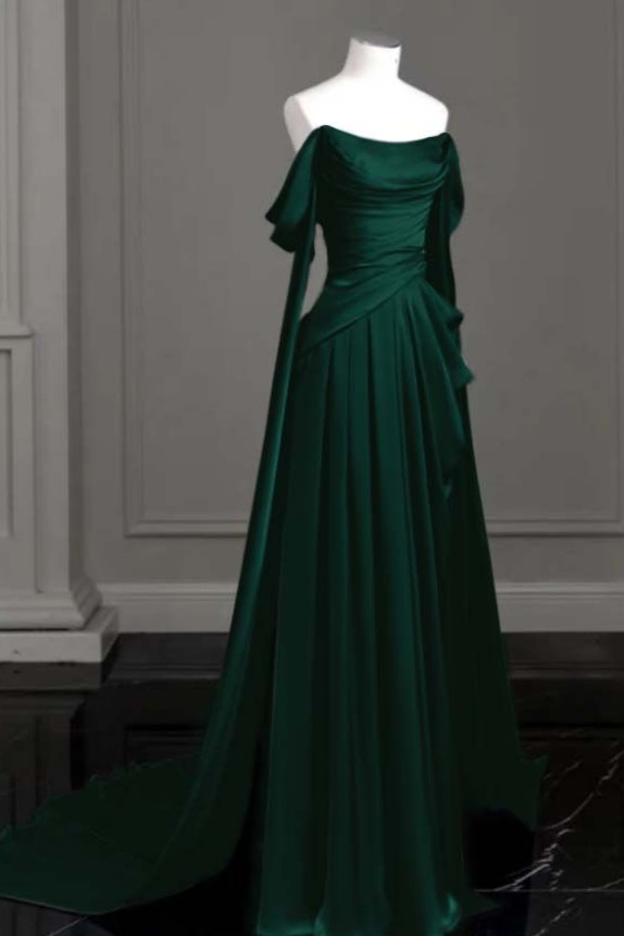 🕶️ Purple Off-The-Shoulder Pleated Long Prom Dress With Trailing On Both Sides Z 683