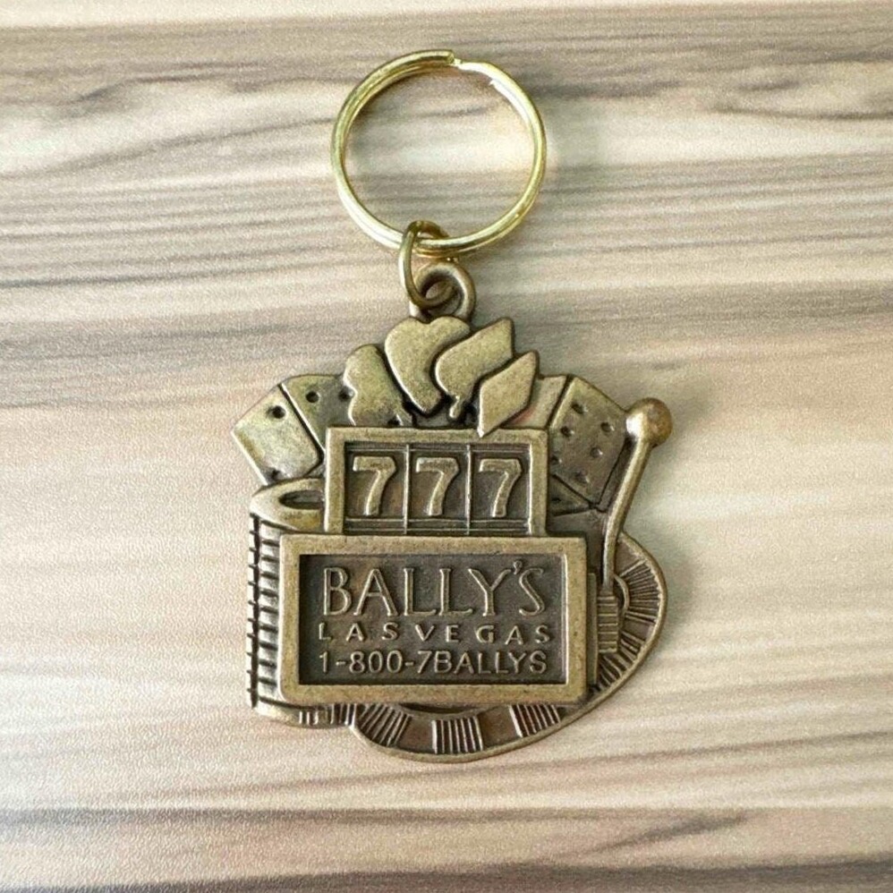 🃏 📜 ⟡ Retro Brass Bally’s Keychain Neon Art Luxury Design 198