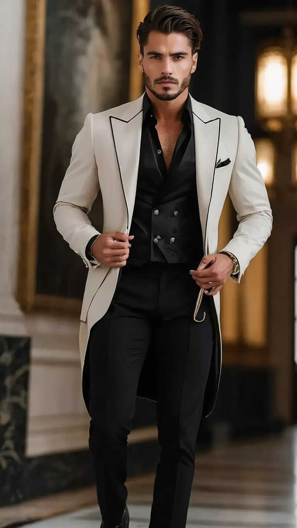 Retro Glam: 15 Bold Men in Black Halloween Looks — 🥂 444