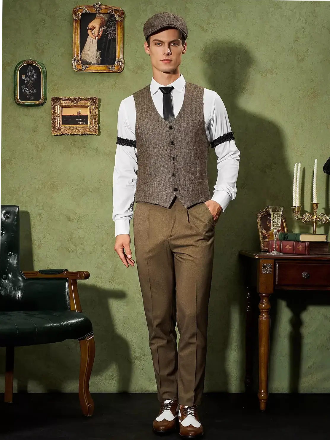 💜 🎆 Retro Glamour: 1920s Gangster Waistcoat Set for Masquerade & Cocktail Nights 290