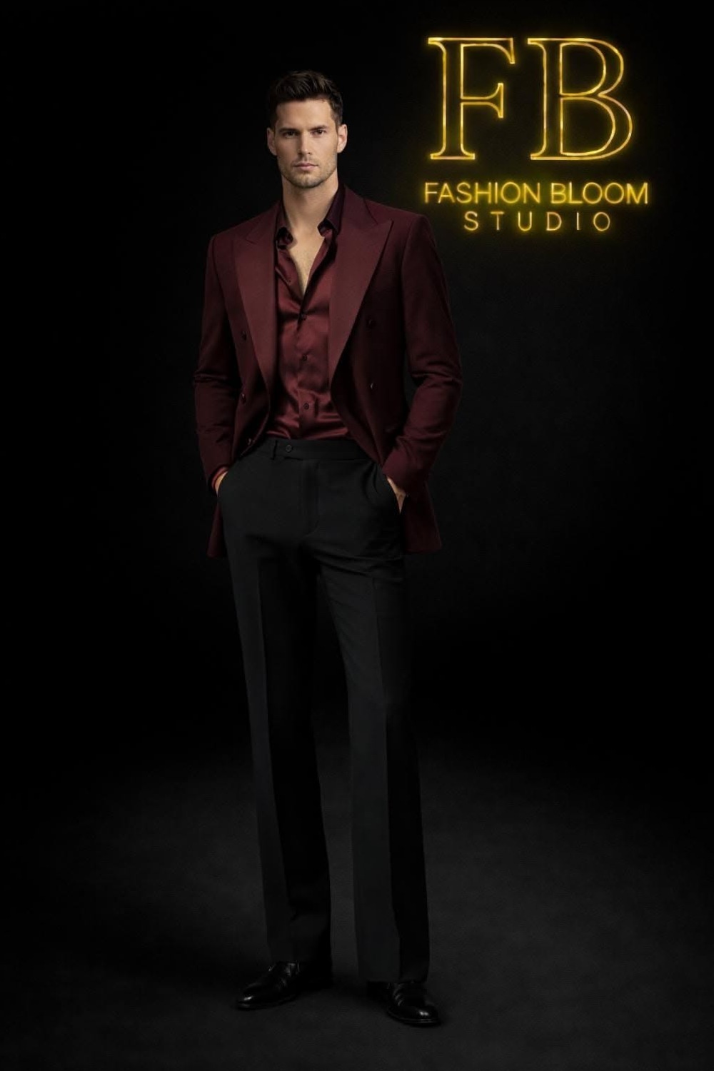 Retro Glamour Flare – 70s Chic Suit in Maroon and Black | 👢 🕶️ nostalgic vibes o 936