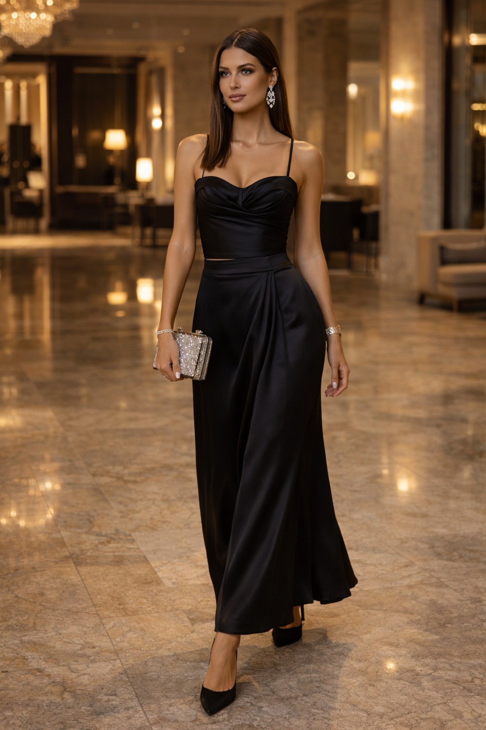 retro glamour inspiration • Neon-Infused Satin Elegance for Midnight Glamour 📻 🎰 452