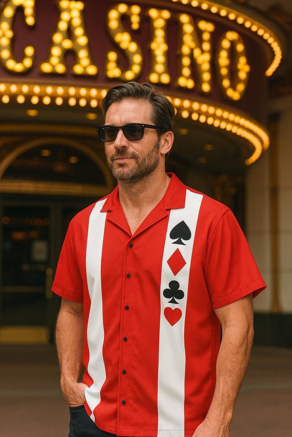 Retro Neon Card Game Shirt — Vintage Lounge Vibes 🕶️ 💄 676