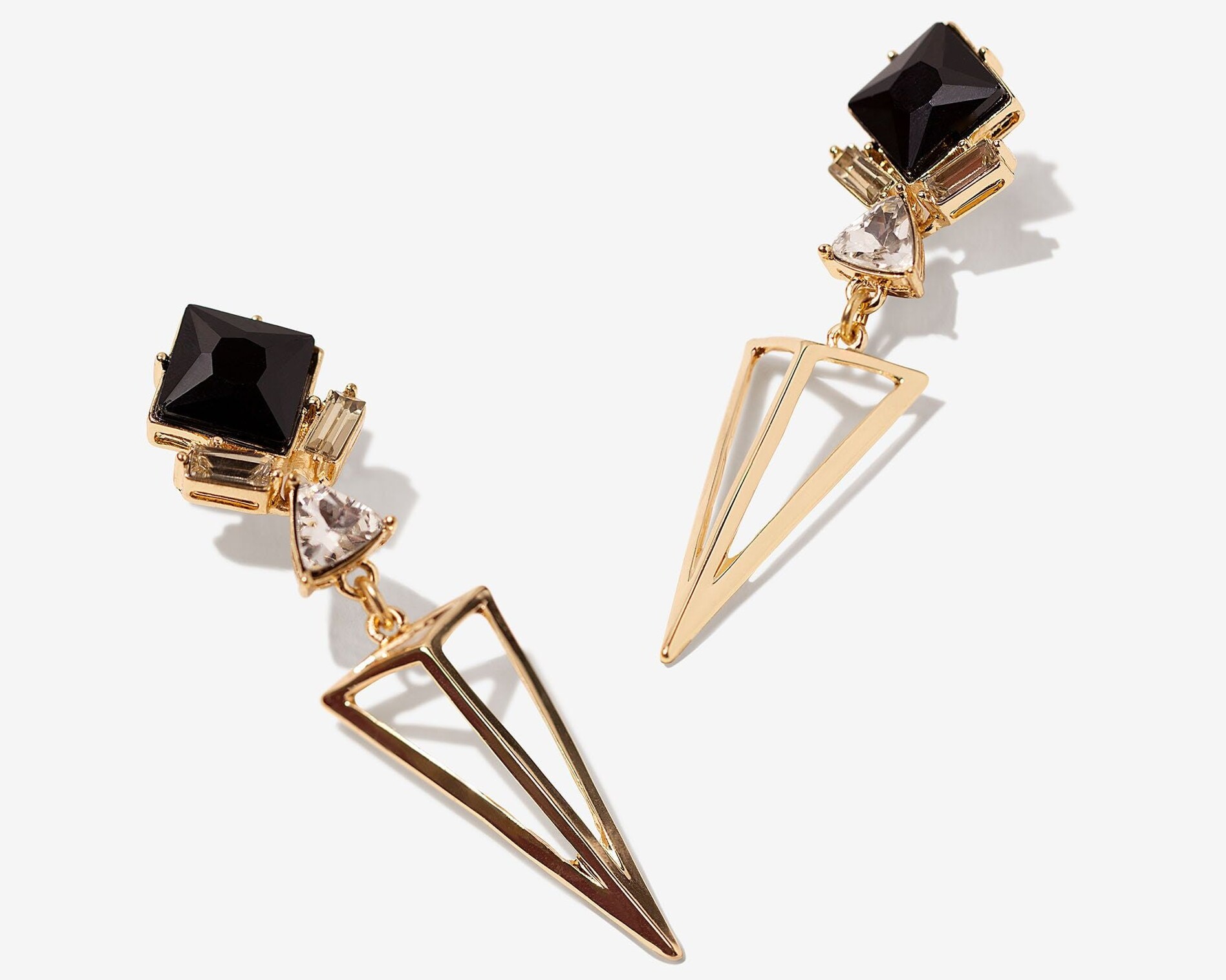 retro party vibes ✧ Art Deco Dangle Earrings in Black & Gold, Vintage Gatsby-Ins 629