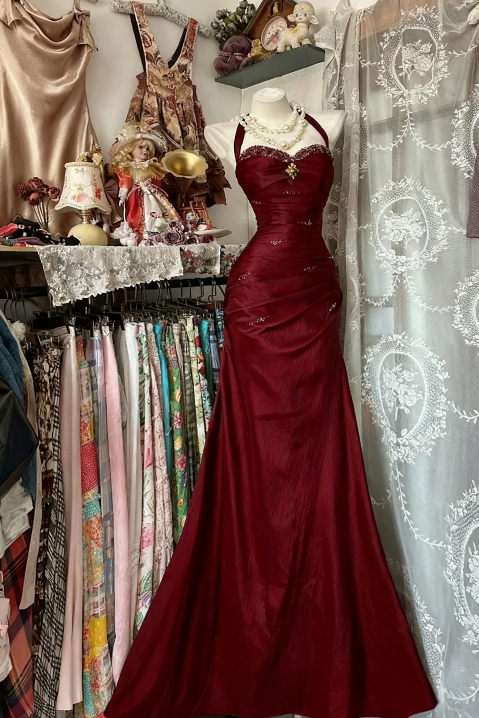 🌻 🌷 🌲 ⟡ Royal Blue Mermaid Prom Dress with Glowing Beads and Vintage Glamour 854