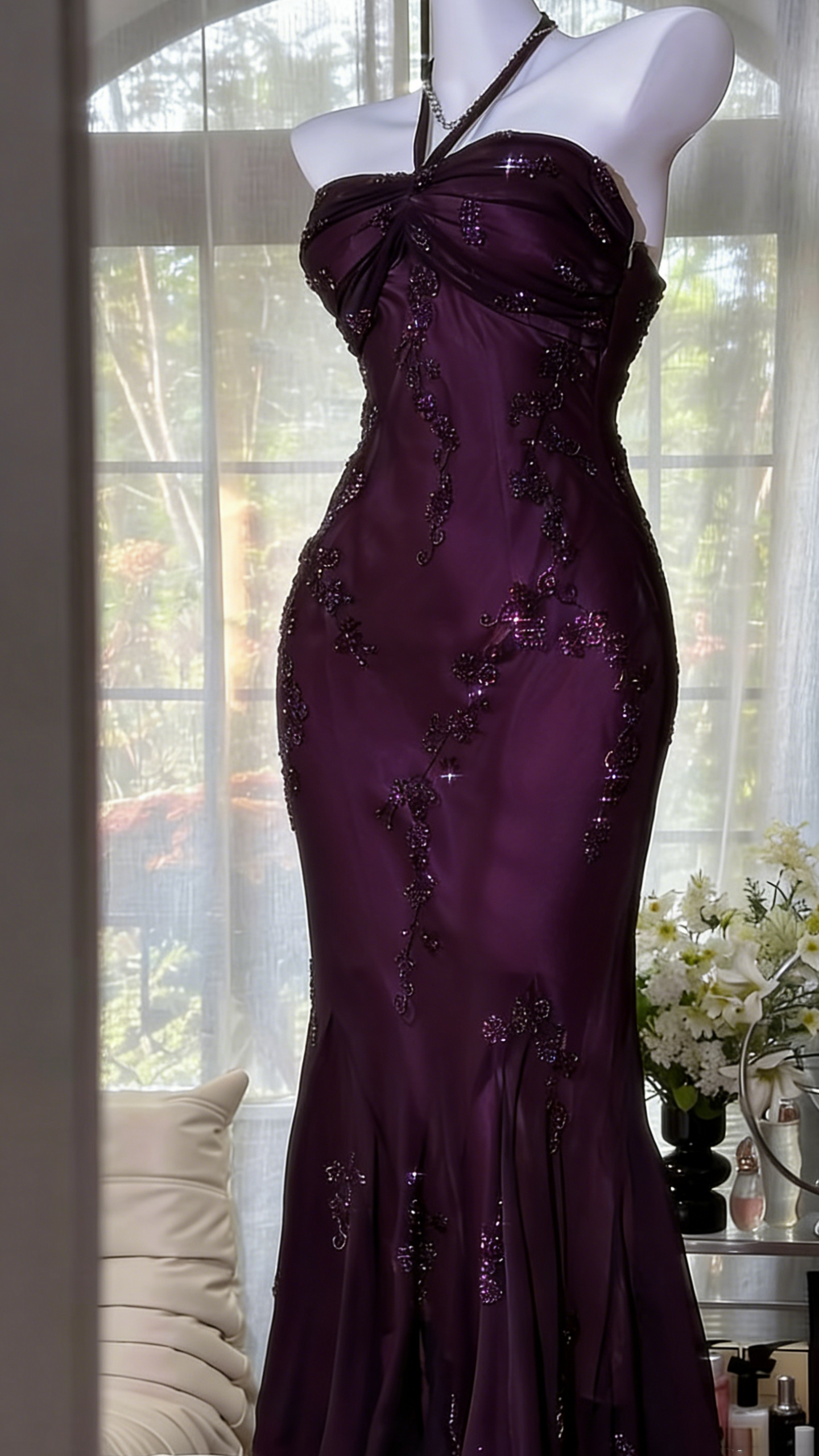 sapphire evening vibes: 🪩 💙 Dark Green Mermaid Prom Dress with Bead Embroidery a 861