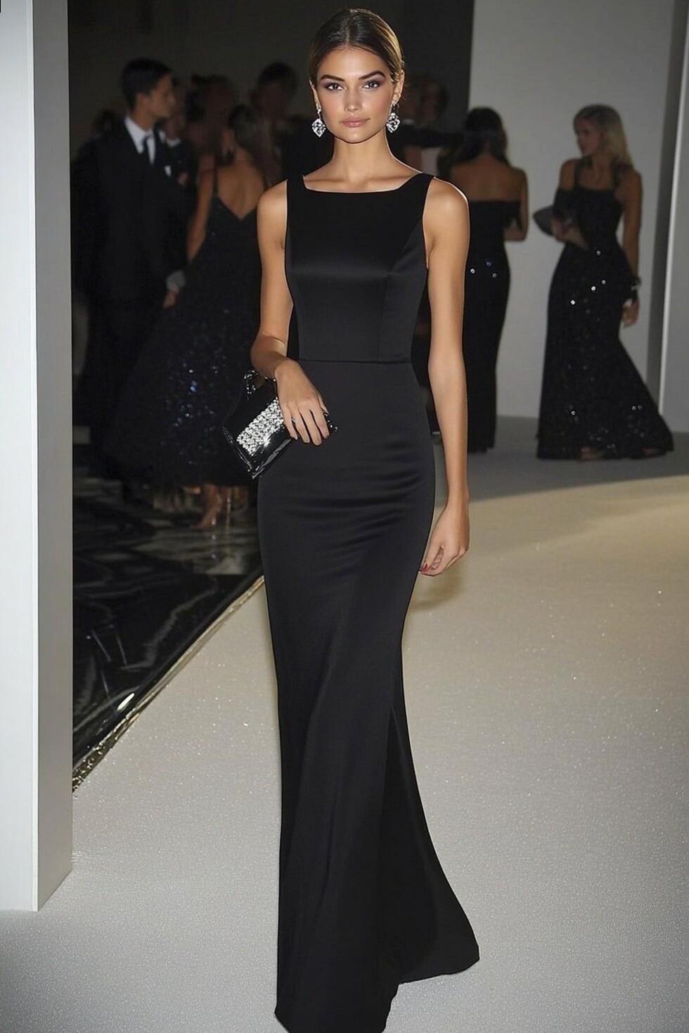 Satin Elegance with Neon Glow — Floor-Length Military Ball Sheath — 🍃 🌸 703