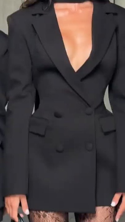 Spring Date Night Outfit 2026 Neon Black Blazer Mini Dress | 🃏 🎰 ruby red nights 557