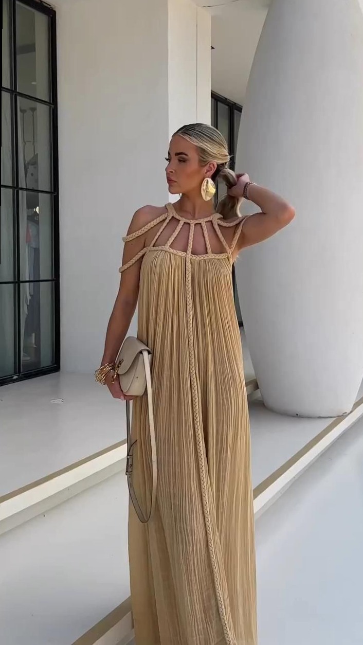 style sanctuary: Neon-Infused Draped Linen Maxi with Luxe Vintage Silhouette 🧿 🖌 407