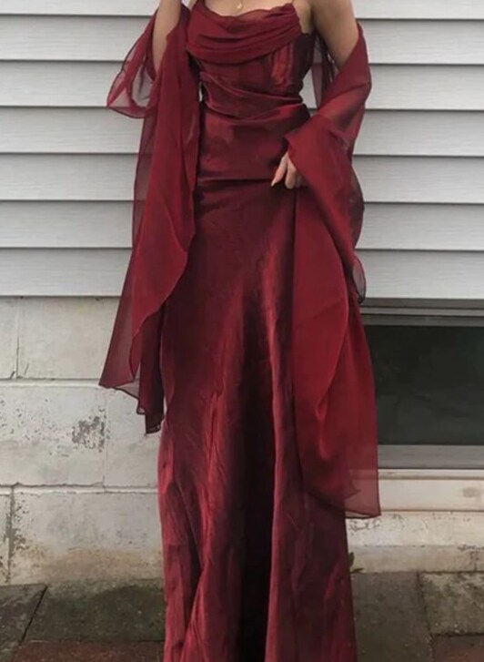 style study session: 🌃 Burgundy Prom Gown with Spaghetti Straps, Neon Touches, V 413