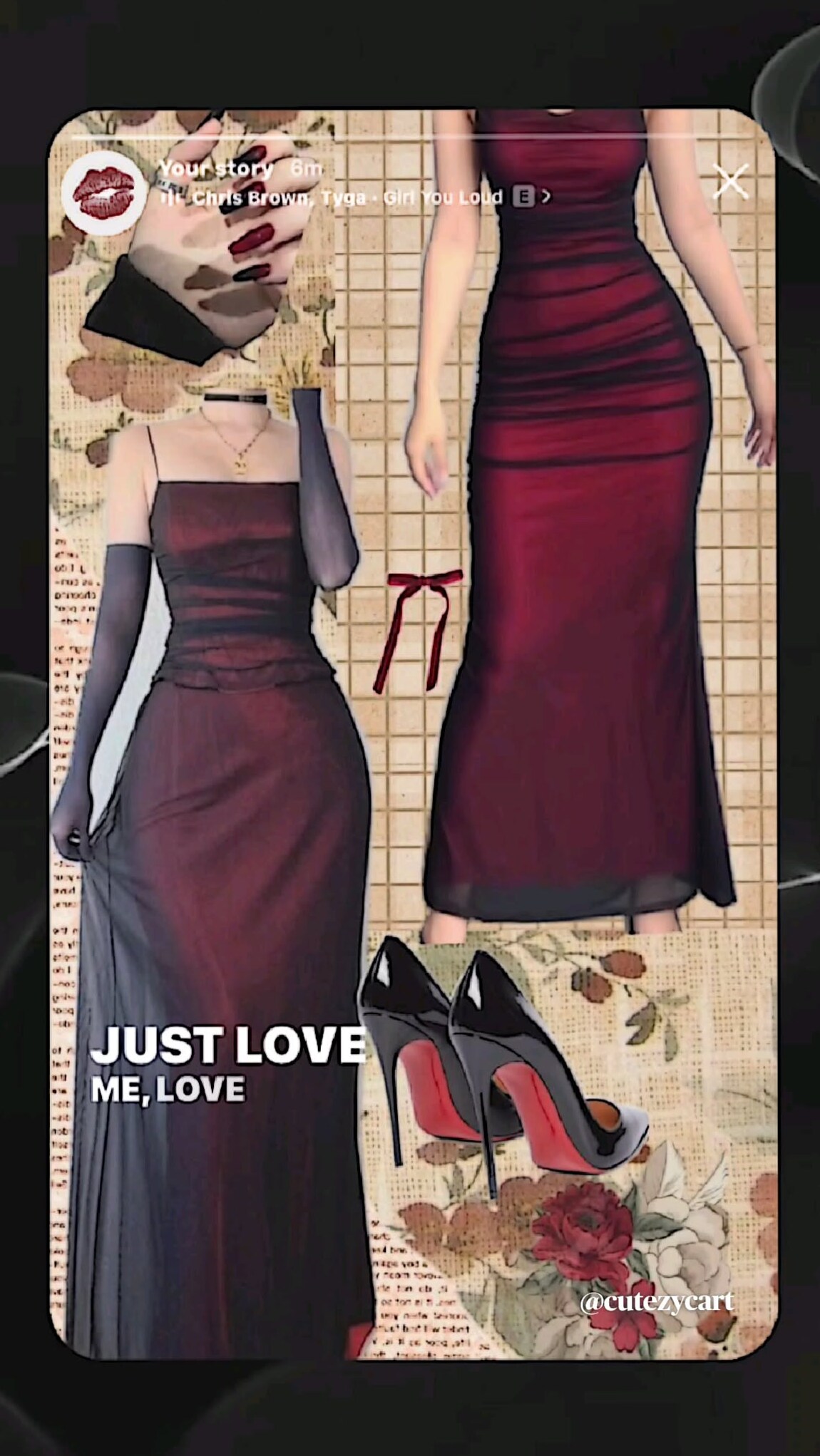 💙 style study session ✦ Dark Red Glamour | Vintage Neon Elegance & Party Mood 931