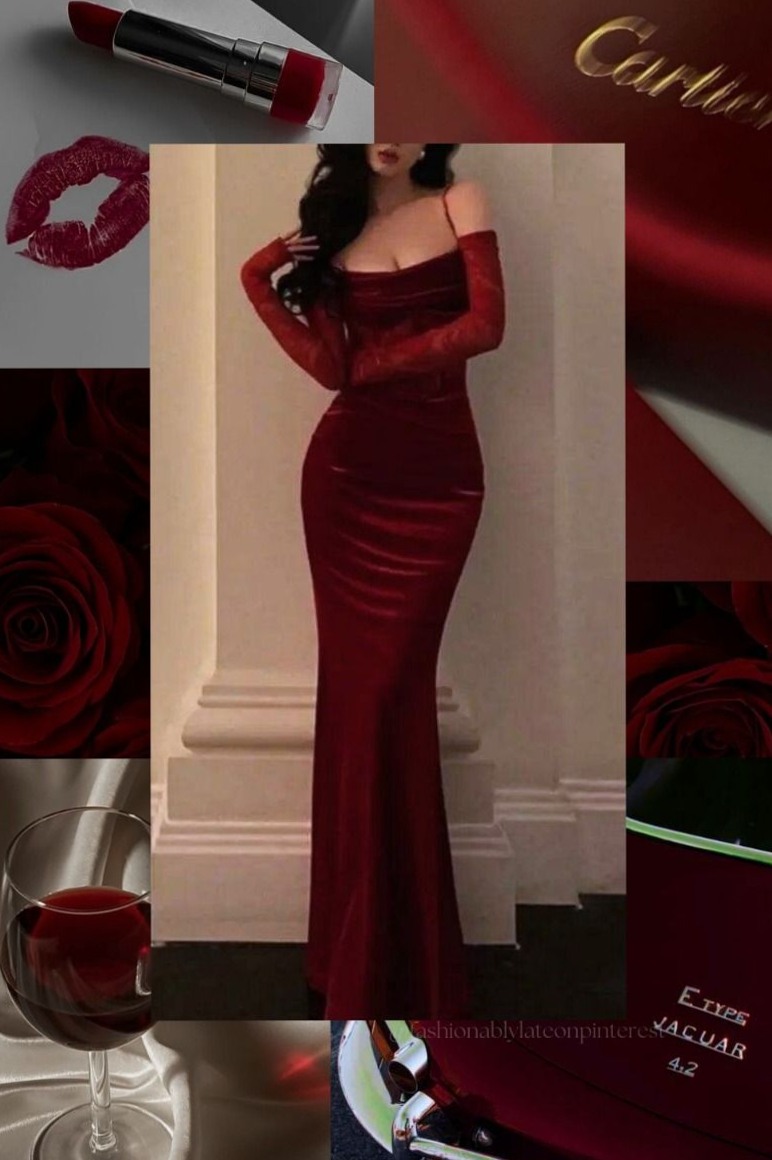 ✦ style study session ✦ Dark Crimson Vibe: Neon-Infused Vintage Luxury & Party A 863