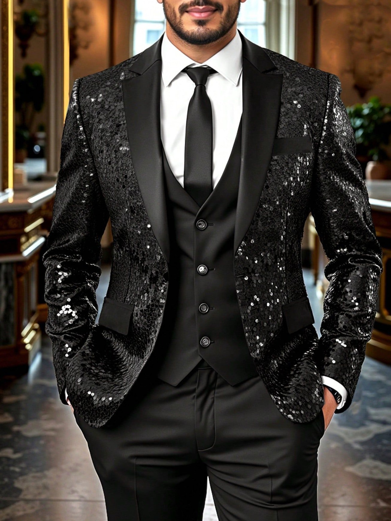 ✦ style study session ✦ Neon Paillette Herenjas Met Contrast Revers & Speelse Lu 913