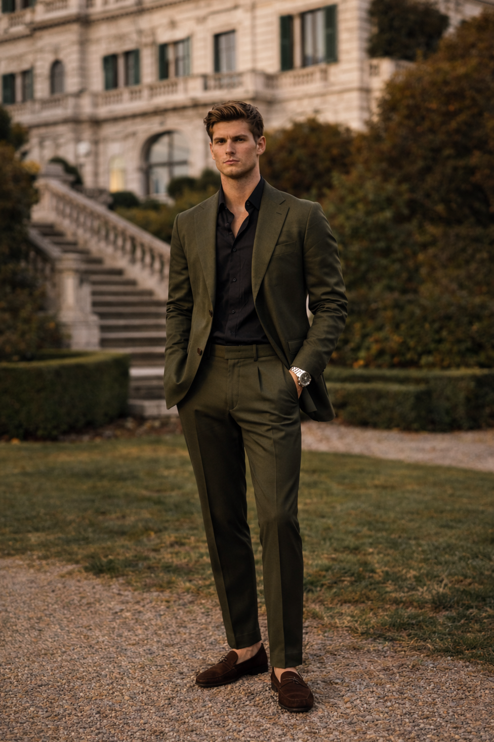 ⊹ Timeless Olive Ensemble | Retro Glam with Neon Edge ⊹ 🧣 638