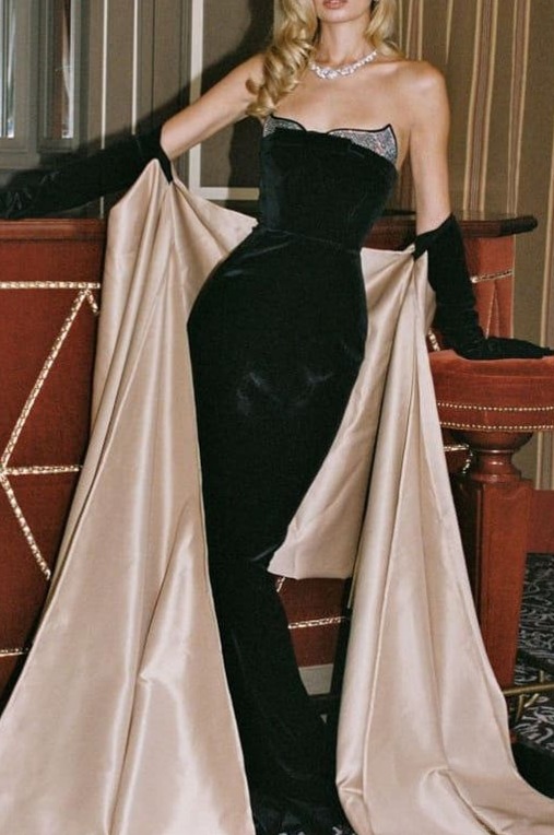 Velvet Mermaid Elegance with Glimmering Beads and Sleek Gloves for a Neon Night  172