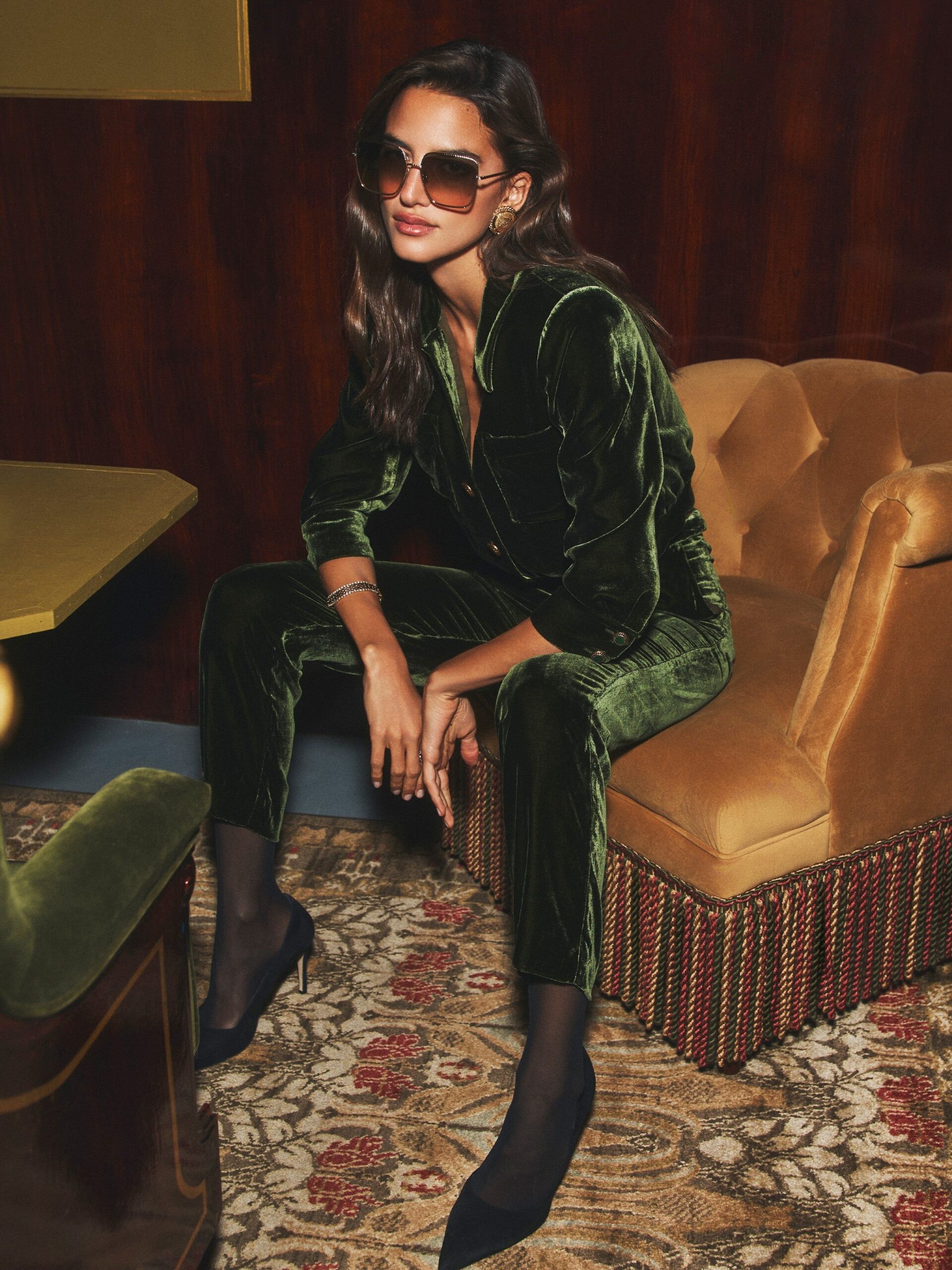 Velvet Reverie: Neon-Infused Cropped Jacket in Deep Olive ⟐ beauty in details 641