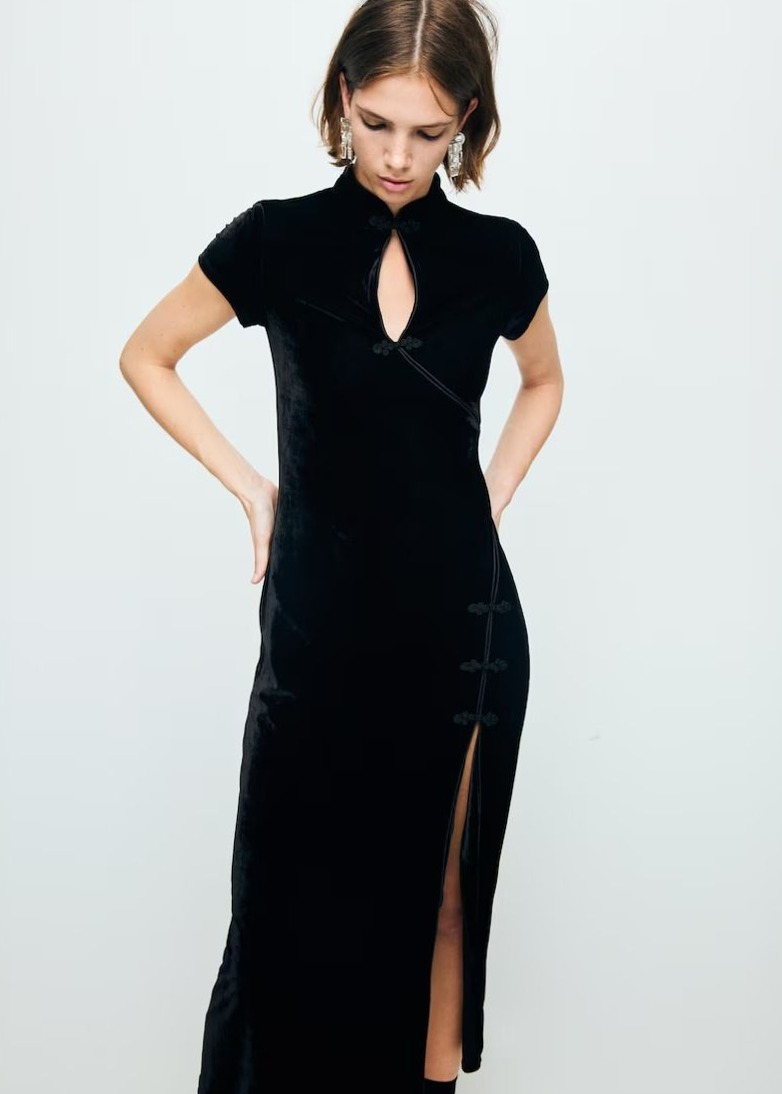 ⊹ Velvet Toggle Dress with Slit — Neon Vintage Elegance | Party-Ready Women’s St 121