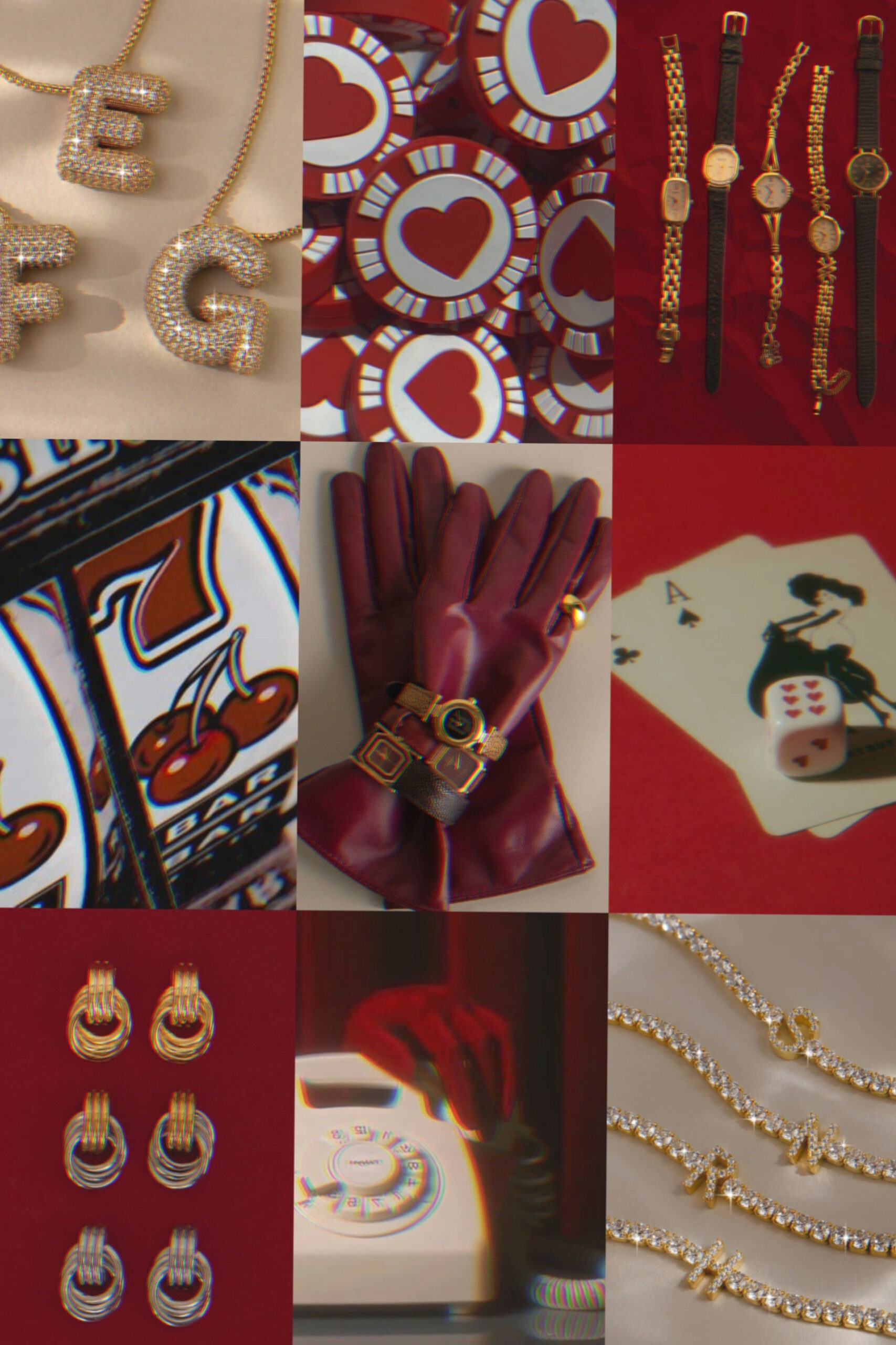 ✦ vintage design obsession ✦ Cherry Red Neon Glamour: Retro Luxe Party Aesthetic 171