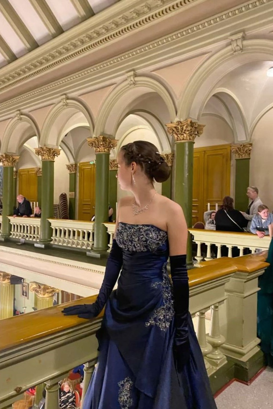 ✨ Vintage Marineblau Ballkleid mit Satinblumen – Zeitlose Eleganz für den Abend  361