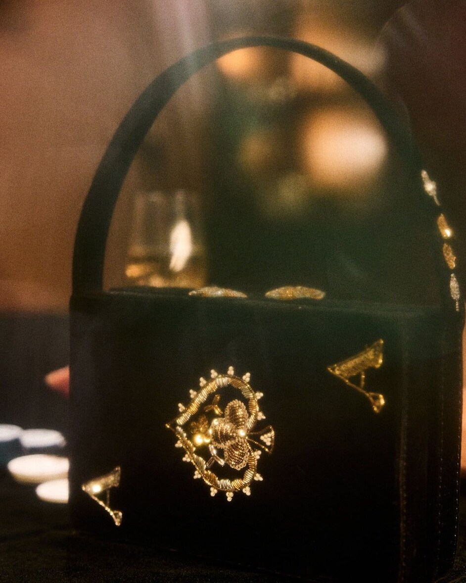 Vintage Neon Poker Clutch with Bold Black Design — style study session 🌸 🌵 555