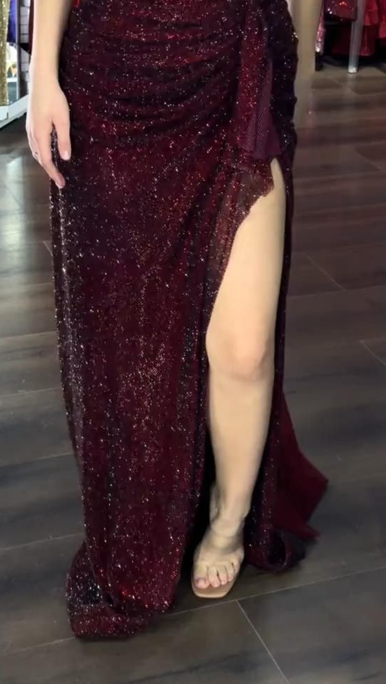 ✦ visual game aesthetic ✦ Elegant Neon Sequin Gown for a Vintage Christmas Party 835