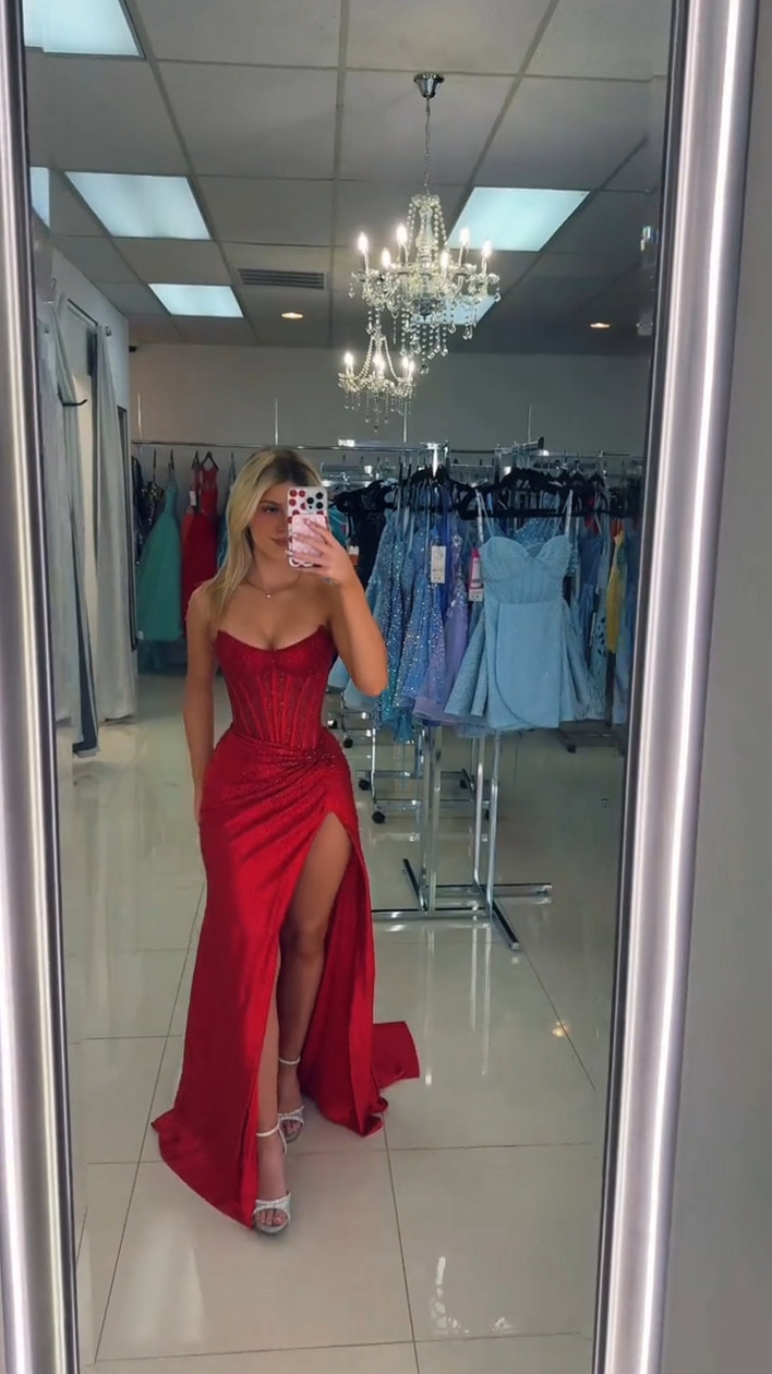 visual game aesthetic • Sweetheart Sparkle Sheath Dress in Red Neon Vintage Glam 880