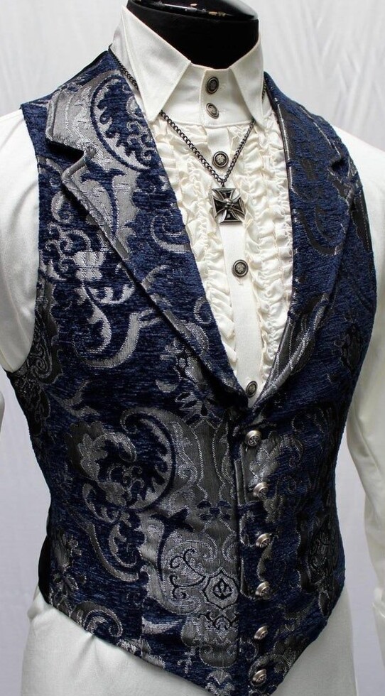 ✦ visual vocabulary ✦ Aristocrat Vest in Blue/Silver Tapestry | Neon Vintage Gla 722