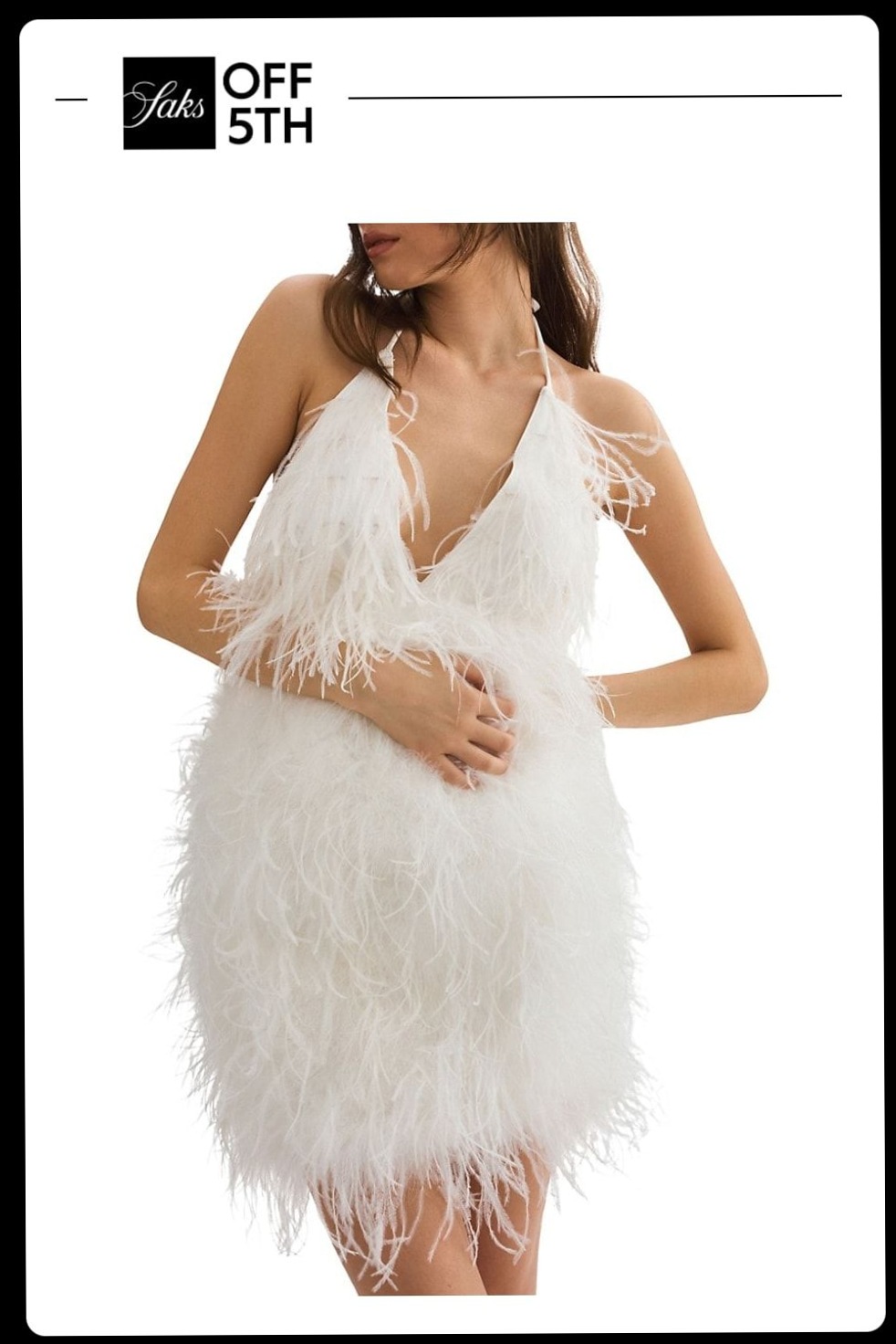 visual vocabulary • Neon-Trim Feather Mini Dress with Vintage Game Art Elegance  532