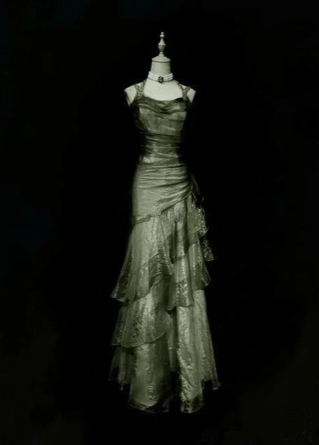 ✨ Champagne Lace Ruffle Prom Dress with Vintage Neon Glow | vintage design obses 914