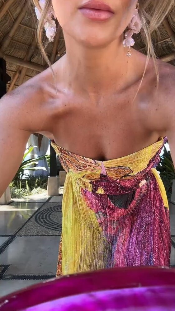 ✦ design thinking daily ✦ Neon Blooms in Twilight: A Mystic Maxi of Pleated Pass 639