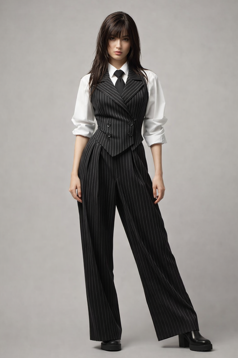 electric night energy ✧ Midnight Boss Lady in Neon Pinstripe Power Suit 🕯️ 🕯️ 957