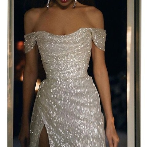 ✨ Glitzernde Meerjungfrau-Ärmel, schimmernde Pailletten, mystische Ballnacht 202 996